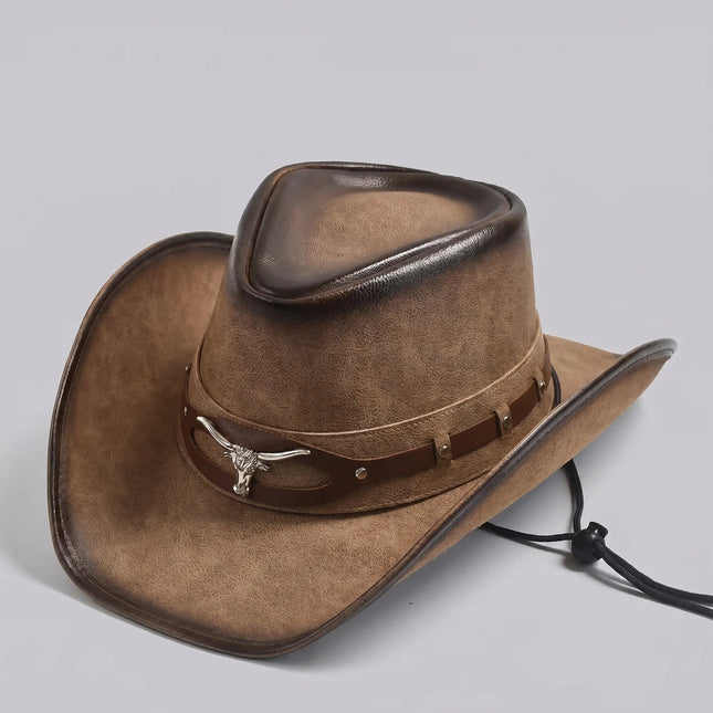 Western Collection | Mens Cowboy Hat with Longhorn Accent | Vintage Style for Outdoor Adventures 0