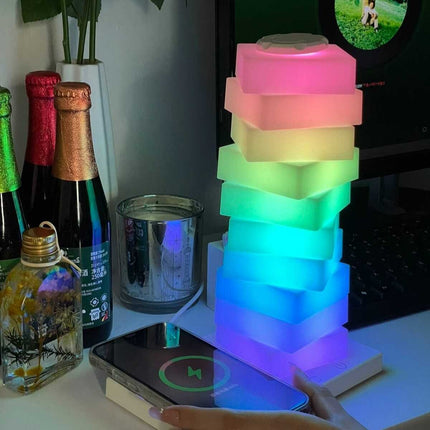 Twistable LED Pillar Lamp with Adjustable Lampshade & 15W Wireless Charger | Versatile Lighting for Home and Workspace