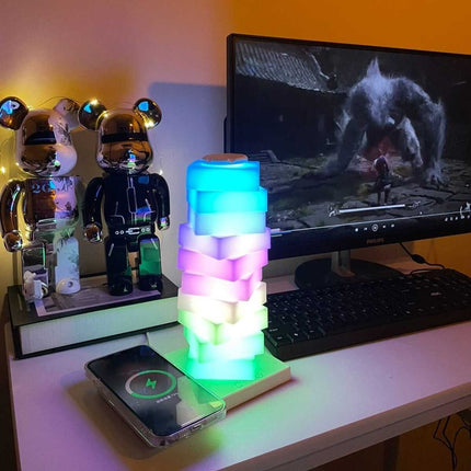 Twistable LED Pillar Lamp with Adjustable Lampshade & 15W Wireless Charger | Versatile Lighting for Home and Workspace