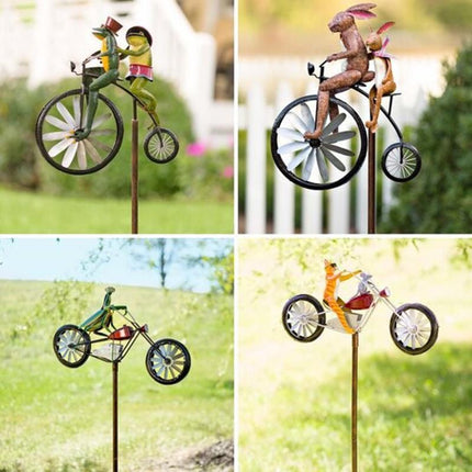 Whimsical Animal Bicycle Windmill with Spinning Wheel | Unique Garden Decor for Playful Outdoor Spaces 4