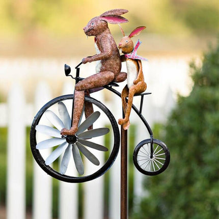 Whimsical Animal Bicycle Windmill with Spinning Wheel | Unique Garden Decor for Playful Outdoor Spaces 5