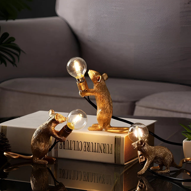 Whimsical Decor | Gold Mouse Lamp with Unique Animal Design | Stylish Lighting for Home Ambiance 1