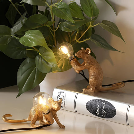 Whimsical Decor | Gold Mouse Lamp with Unique Animal Design | Stylish Lighting for Home Ambiance 2