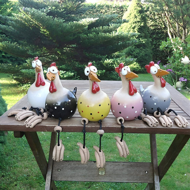 Whimsical Garden Statues | Large Resin Chicken Ornament with Vibrant Eyes | Durable Outdoor Decoration for Unique Charm 1