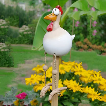 Whimsical Garden Statues | Large Resin Chicken Ornament with Vibrant Eyes | Durable Outdoor Decoration for Unique Charm 4