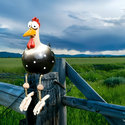 Whimsical Garden Statues | Large Resin Chicken Ornament with Vibrant Eyes | Durable Outdoor Decoration for Unique Charm 7