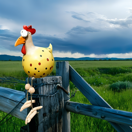 Whimsical Garden Statues | Large Resin Chicken Ornament with Vibrant Eyes | Durable Outdoor Decoration for Unique Charm 9
