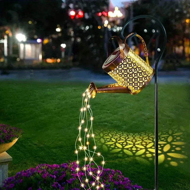 Whimsical Solar Lantern | Outdoor Hanging Lantern with Retro Watering Can Design | Charming Garden Decor for Nighttime Ambiance 0