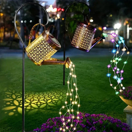 Whimsical Solar Lantern | Outdoor Hanging Lantern with Retro Watering Can Design | Charming Garden Decor for Nighttime Ambiance 1
