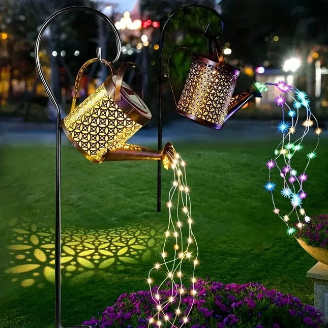 Whimsical Solar Lantern | Outdoor Hanging Lantern with Retro Watering Can Design | Charming Garden Decor for Nighttime Ambiance 1