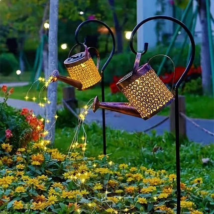 Whimsical Solar Lantern | Outdoor Hanging Lantern with Retro Watering Can Design | Charming Garden Decor for Nighttime Ambiance 2