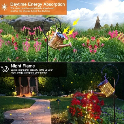 Whimsical Solar Lantern | Outdoor Hanging Lantern with Retro Watering Can Design | Charming Garden Decor for Nighttime Ambiance 3