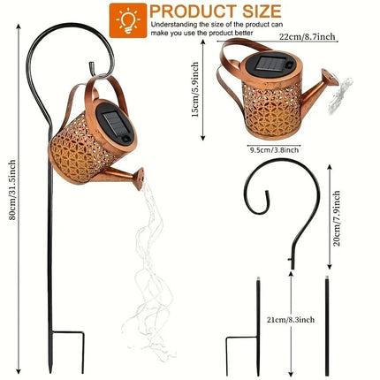 Whimsical Solar Lantern | Outdoor Hanging Lantern with Retro Watering Can Design | Charming Garden Decor for Nighttime Ambiance 6