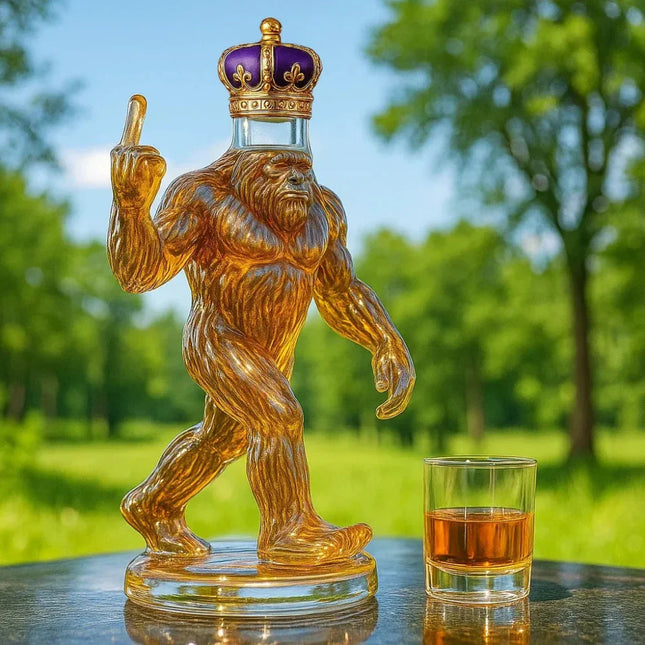 Whiskey Decanter, Bigfoot Glass Liquor Bottle for Home Bar Decor, Glass Decanter for Bourbon and Scotch, Man Cave Decor