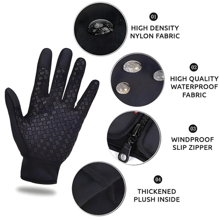 Winter Gloves for Men and Women, Touchscreen Waterproof Gloves with Fleece Lining, Windproof Thermal Black Gloves
