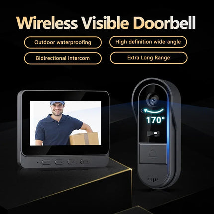 Wireless Video Doorbell with Intercom & HD Night Vision | 4.3 IPS Display for Enhanced Home Security 1