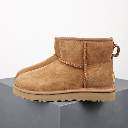 Womens Boots for Winter, Sheepskin Boots with Mini Platform Sole