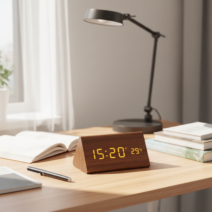 WoodSense | LED Wooden Clock with Voice Control & Adjustable Brightness | Elegant Time Display for Any Room 2