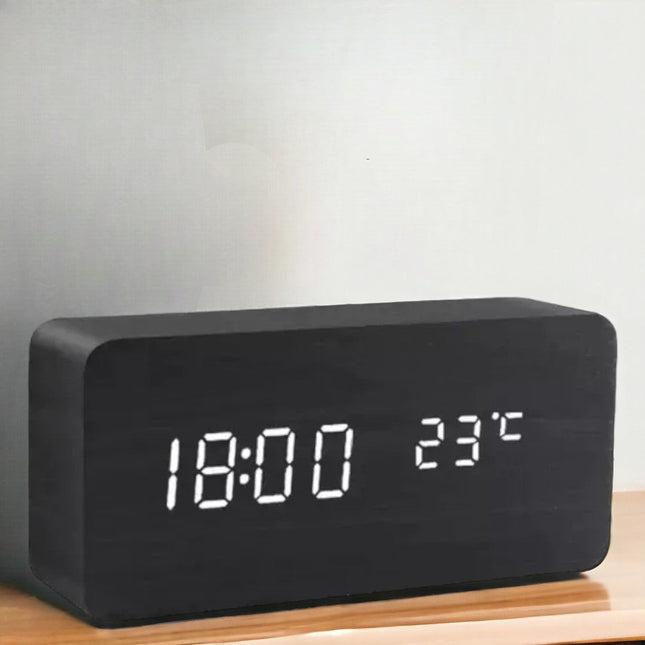 WoodWatch | LED Smart Alarm Clock with Voice Control & Temperature Display | Modern Design for Stylish Bedrooms 0