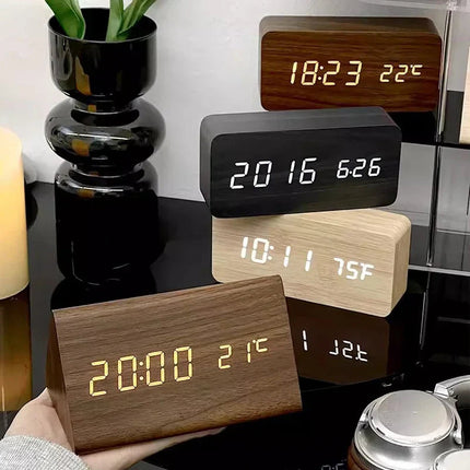 WoodWatch | LED Smart Alarm Clock with Voice Control & Temperature Display | Modern Design for Stylish Bedrooms 1