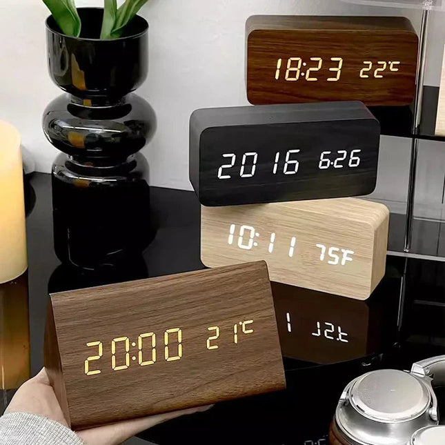 WoodWatch | LED Smart Alarm Clock with Voice Control & Temperature Display | Modern Design for Stylish Bedrooms 1
