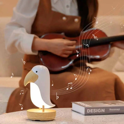 Bird Table Lamp, Cordless Desk Lamp for Bedroom with Wood Texture
