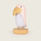 Bird Table Lamp, Rechargeable Bedside Lamp with Ambient Light, Cordless Desk Lamp for Bedroom with Wood Texture