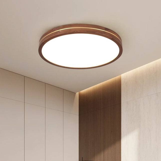 Wooden Aura | Dimmable Flush Mount Ceiling Light with Natural Wood Surround | Soft Illumination for Modern Interiors 0