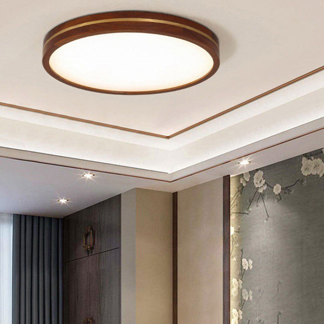Wooden Aura | Dimmable Flush Mount Ceiling Light with Natural Wood Surround | Soft Illumination for Modern Interiors 1