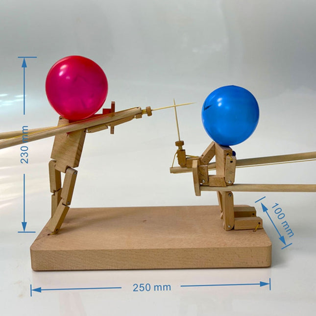 Wooden Fighter Puppets | Handmade Balloon Battle Game with Durable Design | Fun for Kids' Competitive Play 1