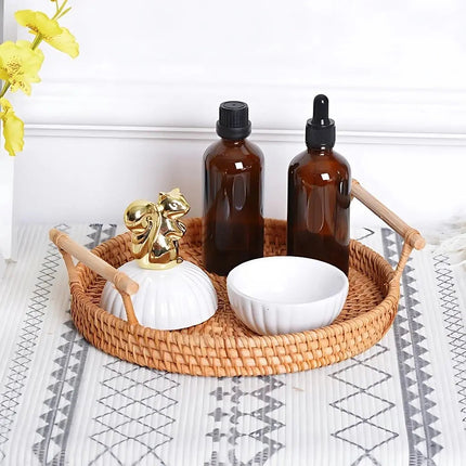Coffee Table Tray, Handwoven Decorative Tray for Kitchen and Living Room