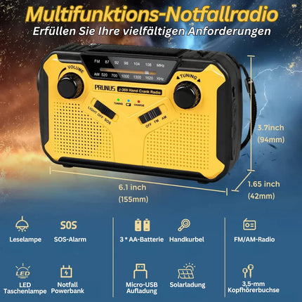 Wreaths Sun | Emergency Radio with Crank & Solar Power | Portable Dynamo Radio with Power Bank & LED Flashlight 4