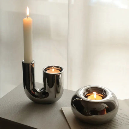 Taper Candle Holder, Ceramic Candlestick for Tea Lights