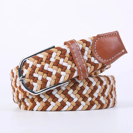 Stretch Belt, Elastic Fabric Belt with Metal Buckle, One Size Casual Stretchy Belt for Everyday Outfits
