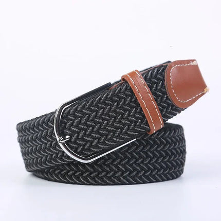 Stretch Belt, Elastic Fabric Belt with Metal Buckle, One Size Casual Stretchy Belt for Everyday Outfits