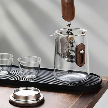 Travel Tea Set, Portable Glass Teapot with Filter and 3 Cups – image 4