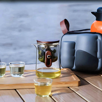 Travel Tea Set, Portable Glass Teapot with Filter and 3 Cups – image 8