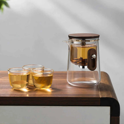 Travel Tea Set, Portable Glass Teapot with Filter and 3 Cups – image 10