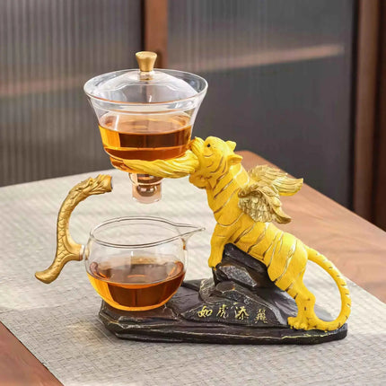 Gaiwan Tea Set, Glass Gaiwan with Magnetic Tea Infuser and Gooseneck Dispenser