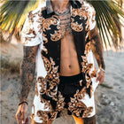 Mens Two Piece Set, Baroque Print Shorts Set for Men, Short Sleeve Shirt and Mens Shorts for Summer Vacation