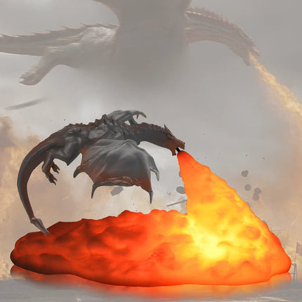 3D-Printed Dragon Night Light with Fiery Glow | Rechargeable LED Decor for Fantasy Lovers