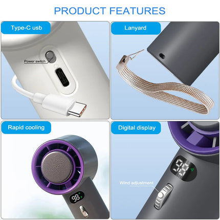 Portable Handheld Turbo Fan with 3000mAh Battery & Adjustable Speeds | Instant Cooling for Home, Work, or Travel