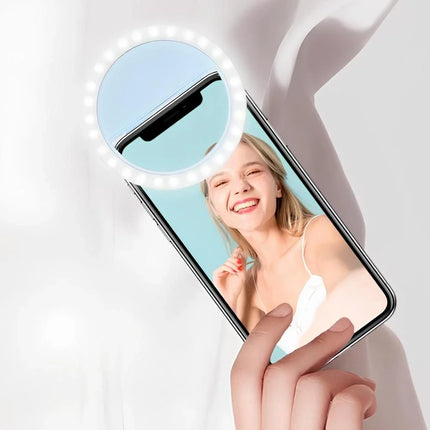 Clip-On Selfie Ring Light with Adjustable Brightness | Portable Lighting for Perfect Photos and Videos