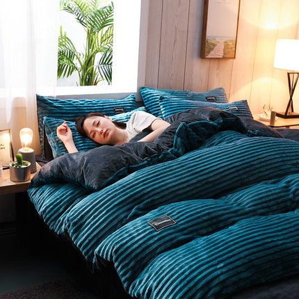 Velvet Duvet Cover Set with 2 Pillowcases, Corduroy Queen Bedding Set – image 18
