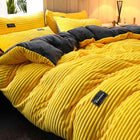 Velvet Duvet Cover Set with 2 Pillowcases, Corduroy Queen Bedding Set, King Duvet Cover for Winter, Thick Cozy Bedding