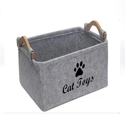 Felt Pet Toy Storage Basket with Large Capacity & Sturdy Handles | Stylish Organizer for Easy Clean-Up and Access