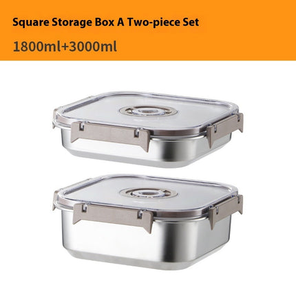 Stainless Steel Vacuum-Sealed Food Container Set (1800ML + 3000ML) | Modern Freshness Solution for Extended Food Storage