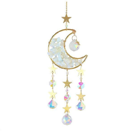 Moon Crystal Pendant Car Accessory with Elegant Design | Reflective K9 Crystal for Aesthetic Vehicle Enhancement