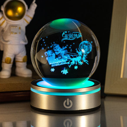 3D Carved Crystal Ball Night Lamp with USB Plug-In | Modern Home Decor for Warm Atmosphere