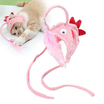 Head-Wearing Cat Toy with Feather Teaser | Adjustable Interactive Hat for Hands-Free Play